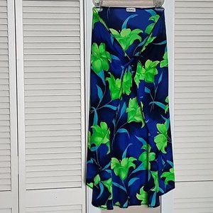 La Blanca Blue with Green Flowers Sarong